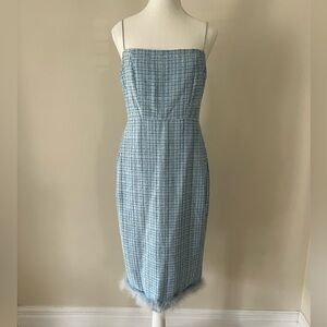 SHEIN Strapless Blue Plaid Dress